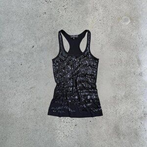 y2k black sequin tank top